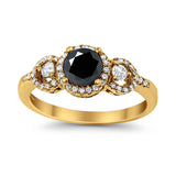 Halo Wedding Ring Round Simulated Cubic Zirconia 925 Sterling Silver
