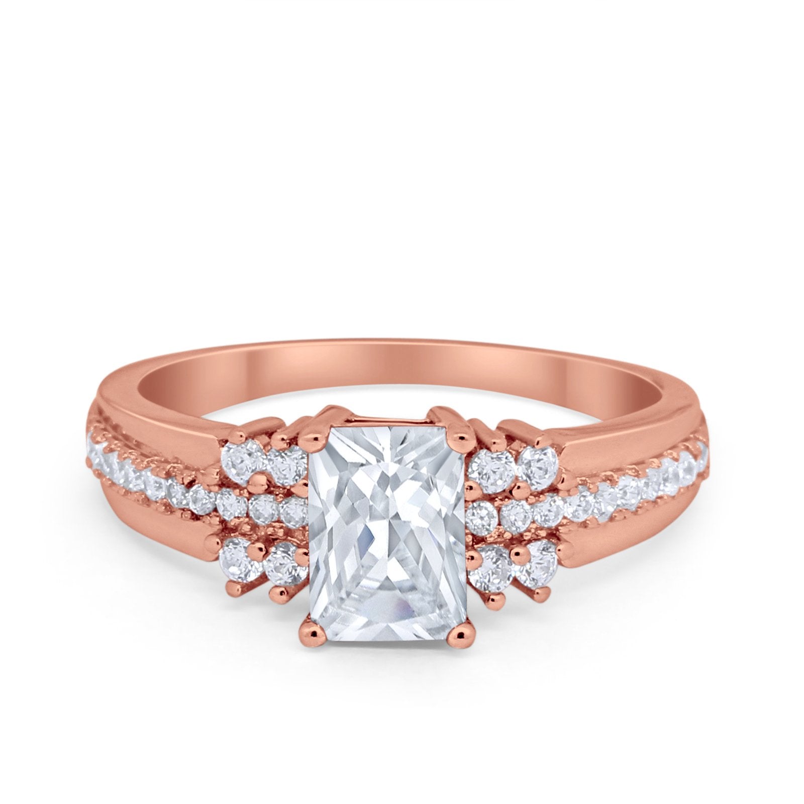 Vintage Engagement Ring Simulated Cubic Zirconia 925 Sterling Silver