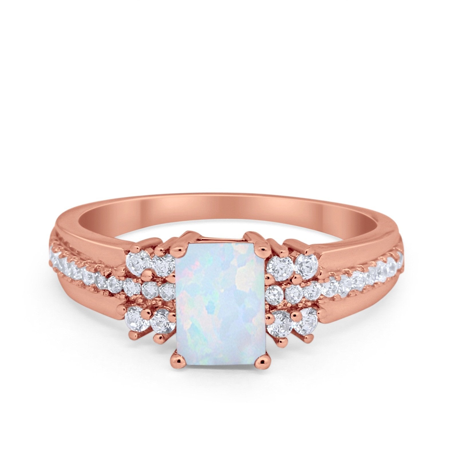 Vintage Engagement Ring Simulated Cubic Zirconia 925 Sterling Silver