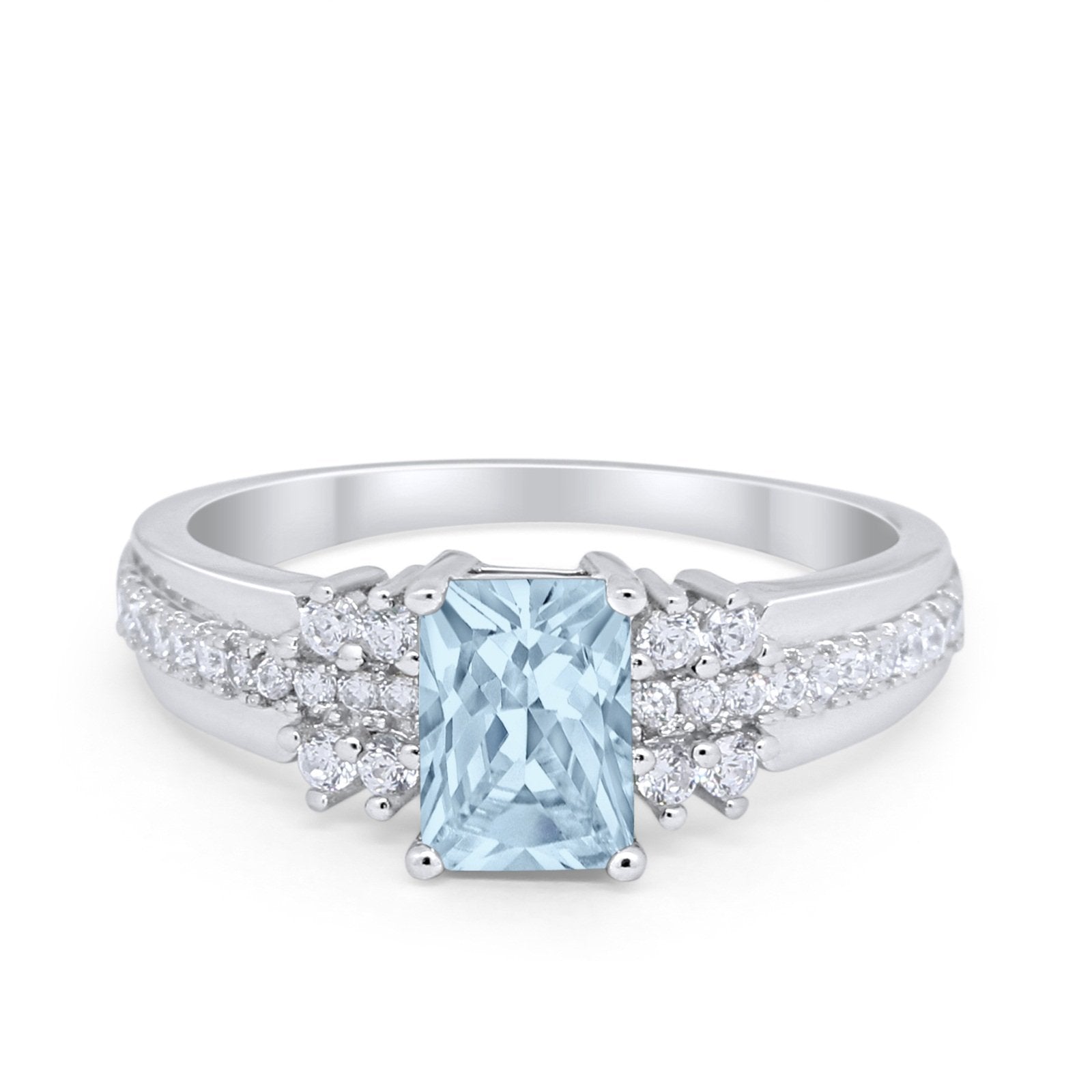 Vintage Engagement Ring Simulated Cubic Zirconia 925 Sterling Silver