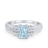 Vintage Engagement Ring Simulated Cubic Zirconia 925 Sterling Silver