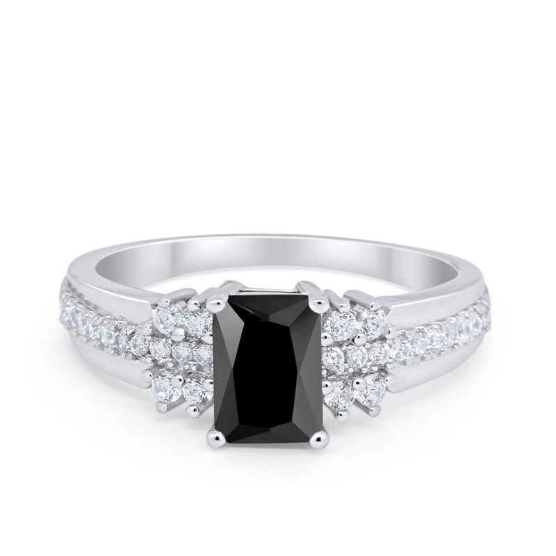 Vintage Engagement Ring Simulated Cubic Zirconia 925 Sterling Silver