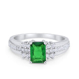 Vintage Engagement Ring Simulated Cubic Zirconia 925 Sterling Silver