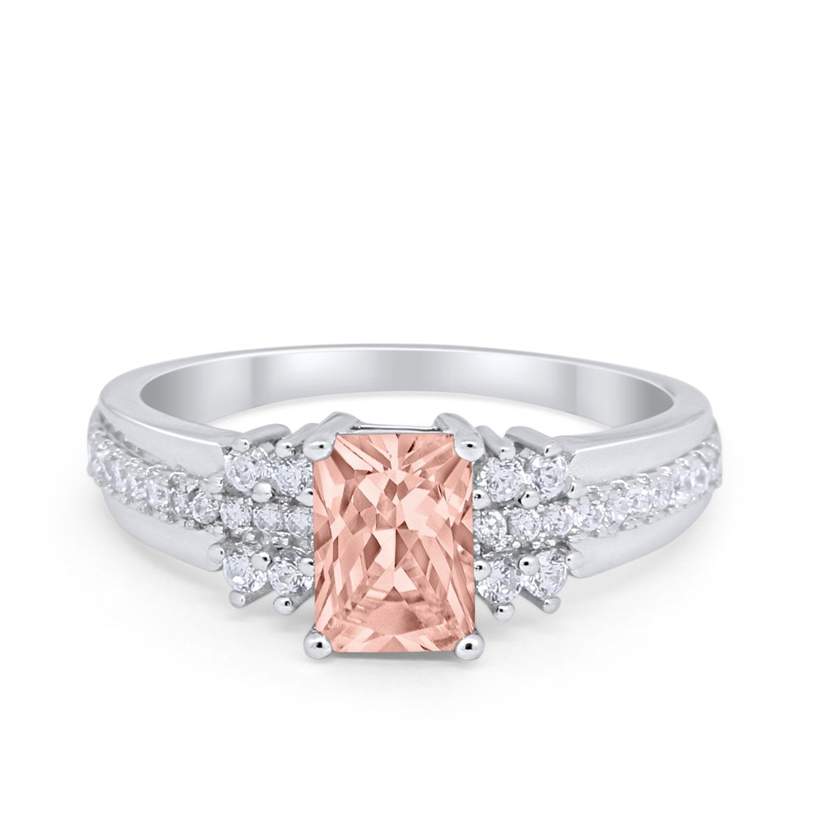 Vintage Engagement Ring Simulated Cubic Zirconia 925 Sterling Silver