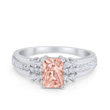 Vintage Engagement Ring Simulated Cubic Zirconia 925 Sterling Silver