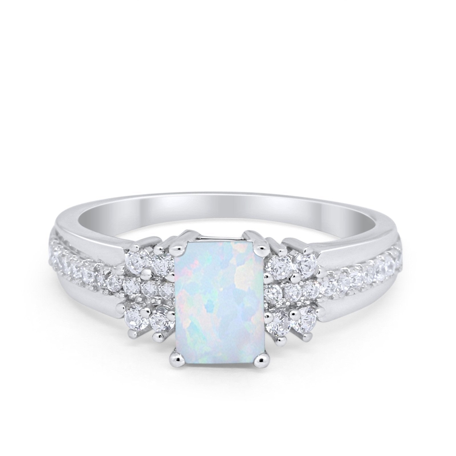 Vintage Engagement Ring Simulated Cubic Zirconia 925 Sterling Silver