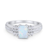 Vintage Engagement Ring Simulated Cubic Zirconia 925 Sterling Silver