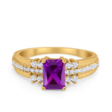 Vintage Engagement Ring Simulated Cubic Zirconia 925 Sterling Silver