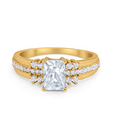 Vintage Engagement Ring Simulated Cubic Zirconia 925 Sterling Silver