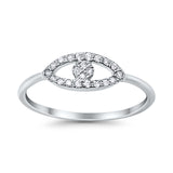 Evil Eye Ring Round Simulated Cubic Zirconia 925 Sterling Silver