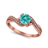 Crisscross Wedding Ring Round Simulated Cubic Zirconia 925 Sterling Silver