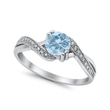 Crisscross Wedding Ring Round Simulated Cubic Zirconia 925 Sterling Silver