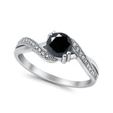 Crisscross Wedding Ring Round Simulated Cubic Zirconia 925 Sterling Silver