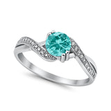 Crisscross Wedding Ring Round Simulated Cubic Zirconia 925 Sterling Silver