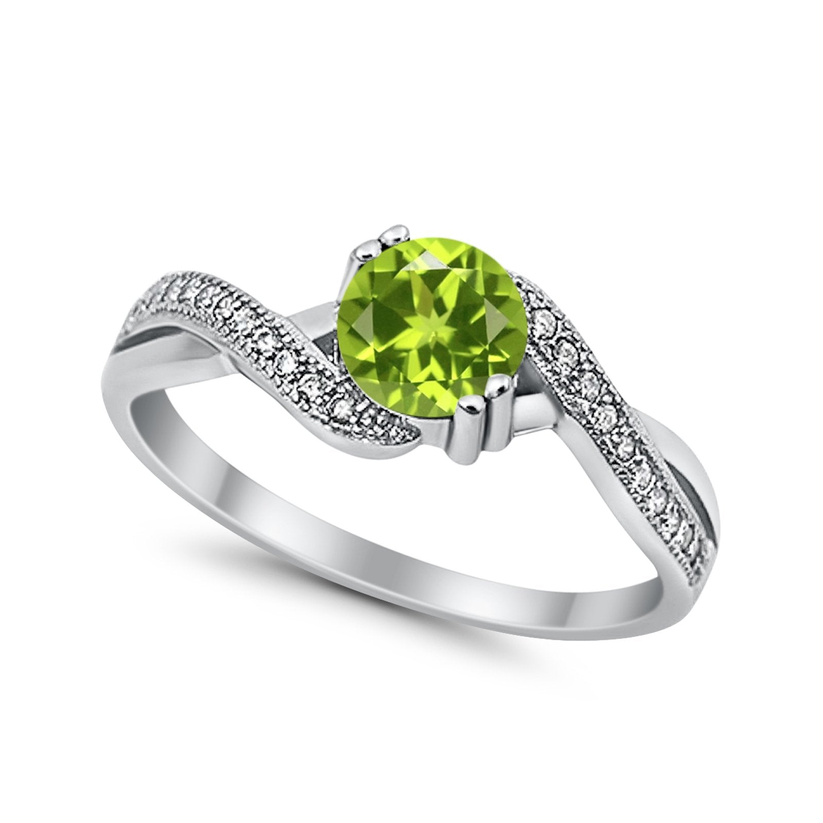 Crisscross Wedding Ring Round Simulated Cubic Zirconia 925 Sterling Silver