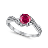 Crisscross Wedding Ring Round Simulated Cubic Zirconia 925 Sterling Silver