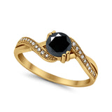 Crisscross Wedding Ring Round Simulated Cubic Zirconia 925 Sterling Silver