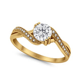 Crisscross Wedding Ring Round Simulated Cubic Zirconia 925 Sterling Silver