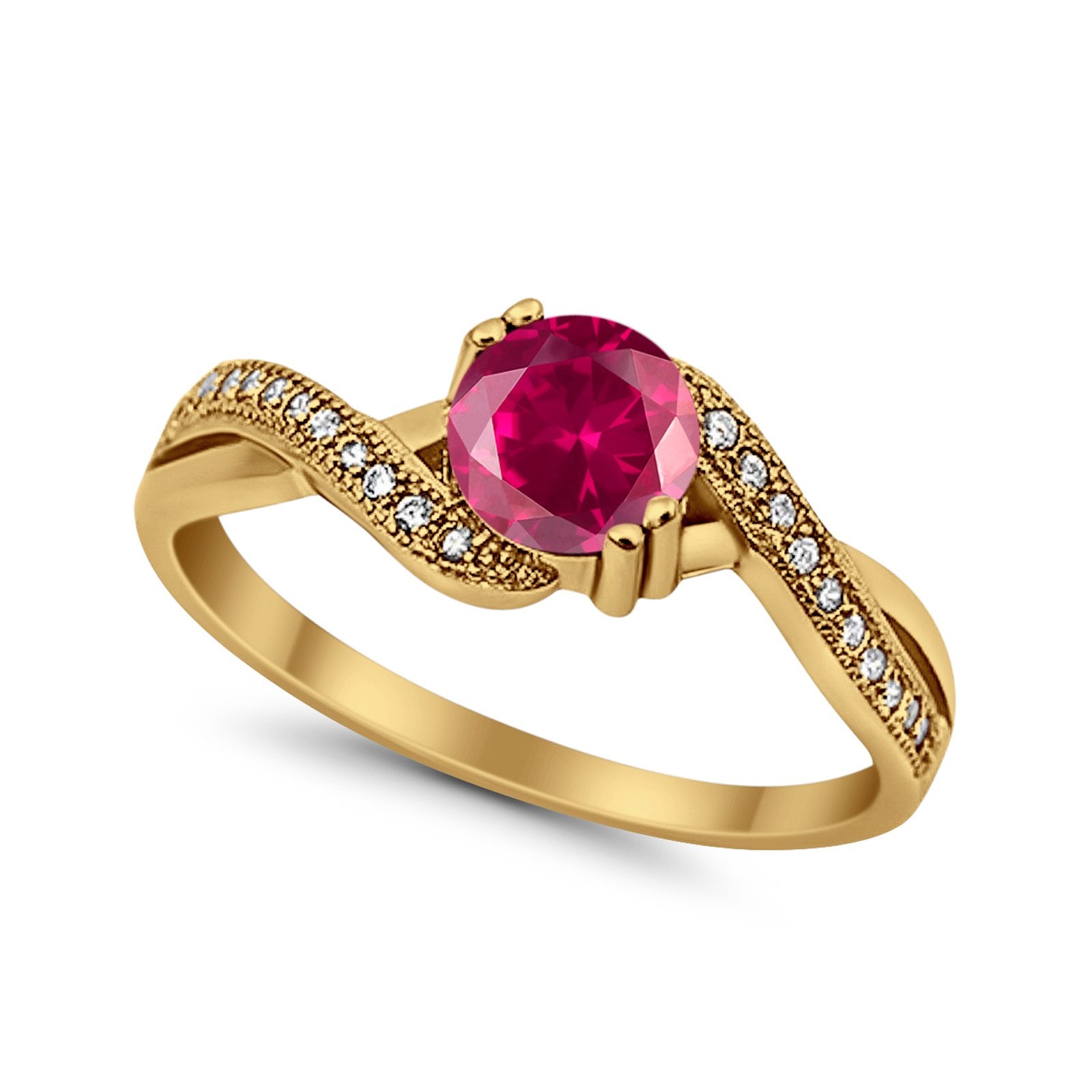 Crisscross Wedding Ring Round Simulated Cubic Zirconia 925 Sterling Silver