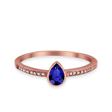 Accent Teardrop Wedding Ring Simulated Round Cubic Zirconia 925 Sterling Silver