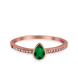 Accent Teardrop Wedding Ring Simulated Round Cubic Zirconia 925 Sterling Silver