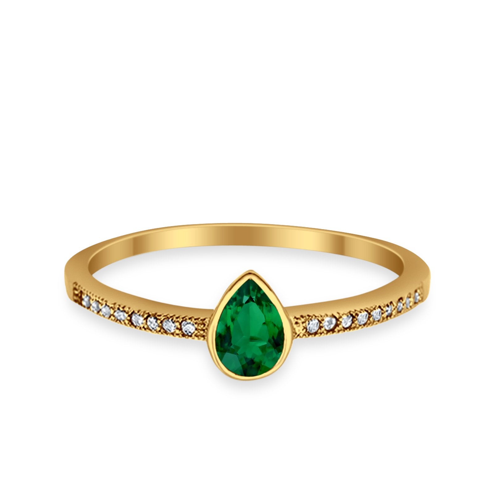 Accent Teardrop Wedding Ring Simulated Round Cubic Zirconia 925 Sterling Silver