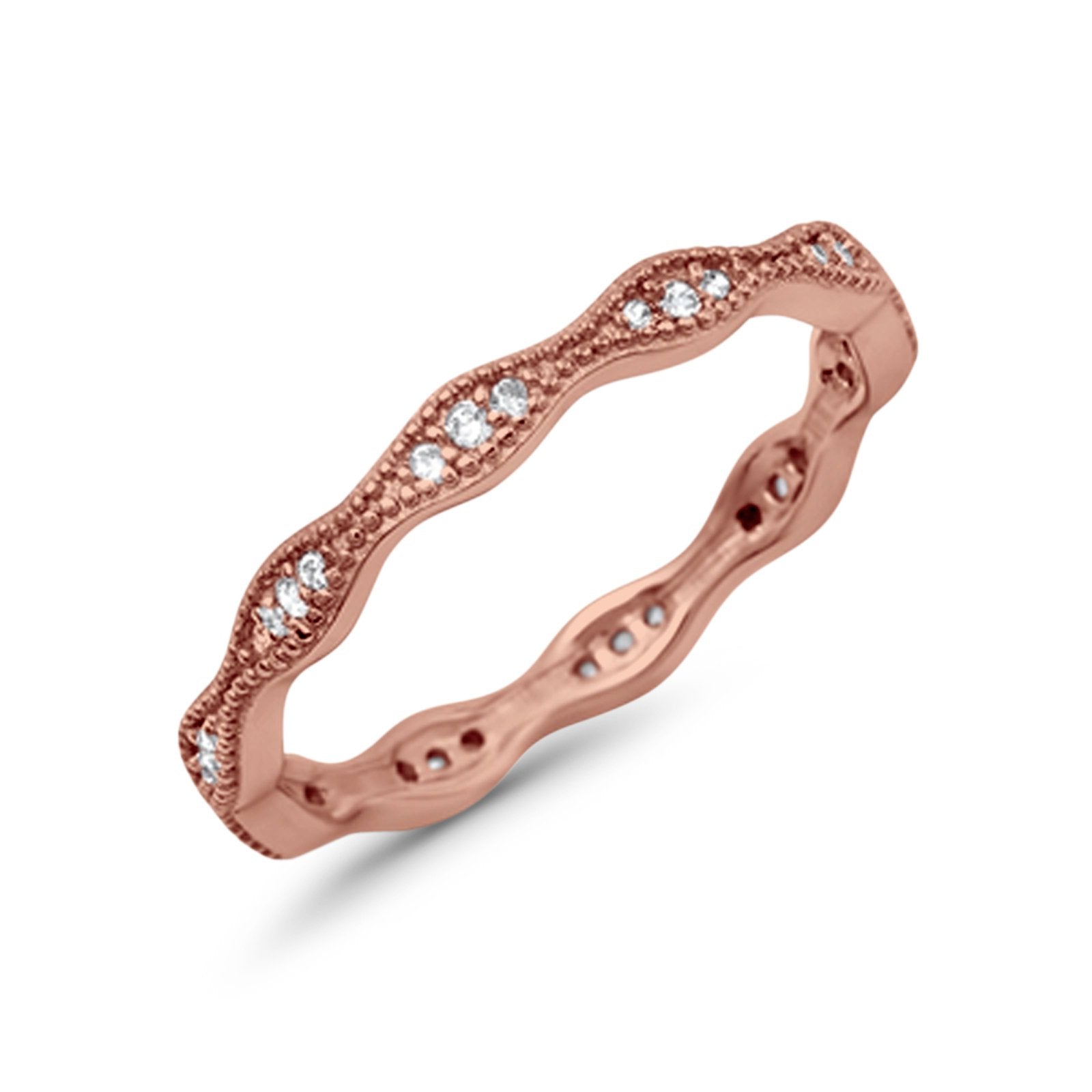 Full Eternity Wedding Ring Round Simulated CZ 925 Sterling Silver