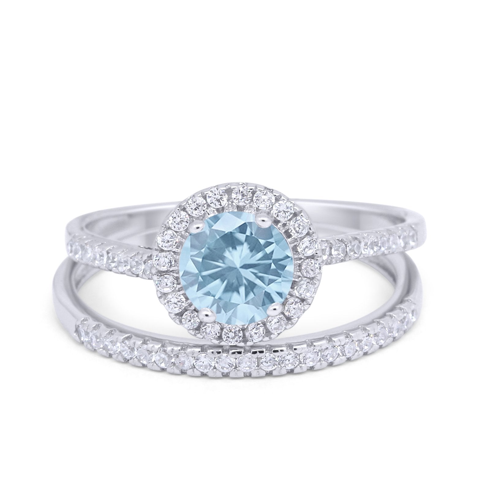 Halo Vintage Style Wedding Ring Piece Simulated Cubic Zirconia 925 Sterling Silver