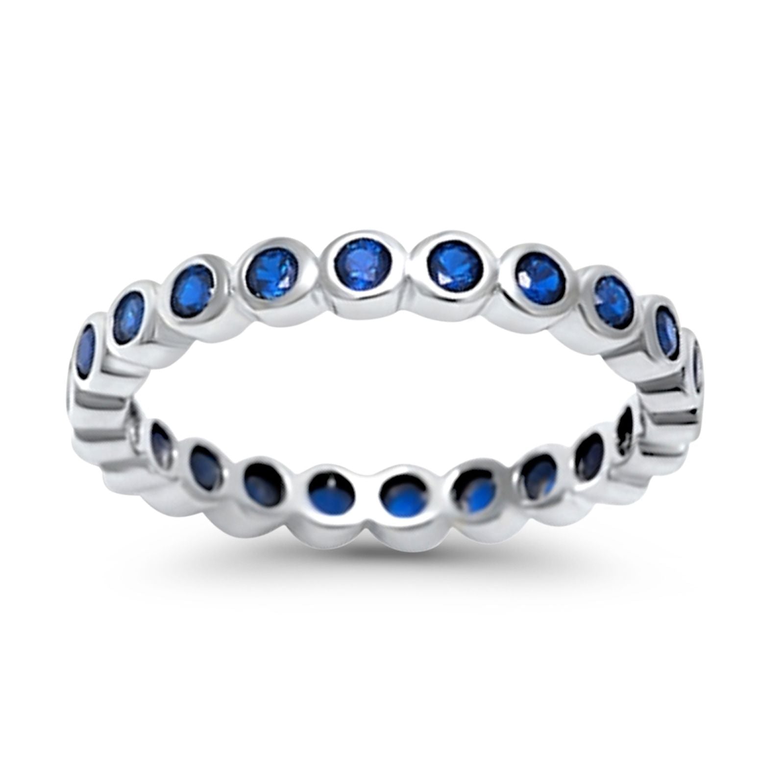 Eternity Band Ring Round Simulated CZ 925 Sterling Silver