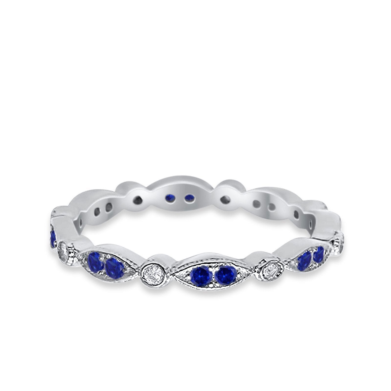 Eternity Round Wedding Band Ring Simulated CZ 925 Sterling Silver