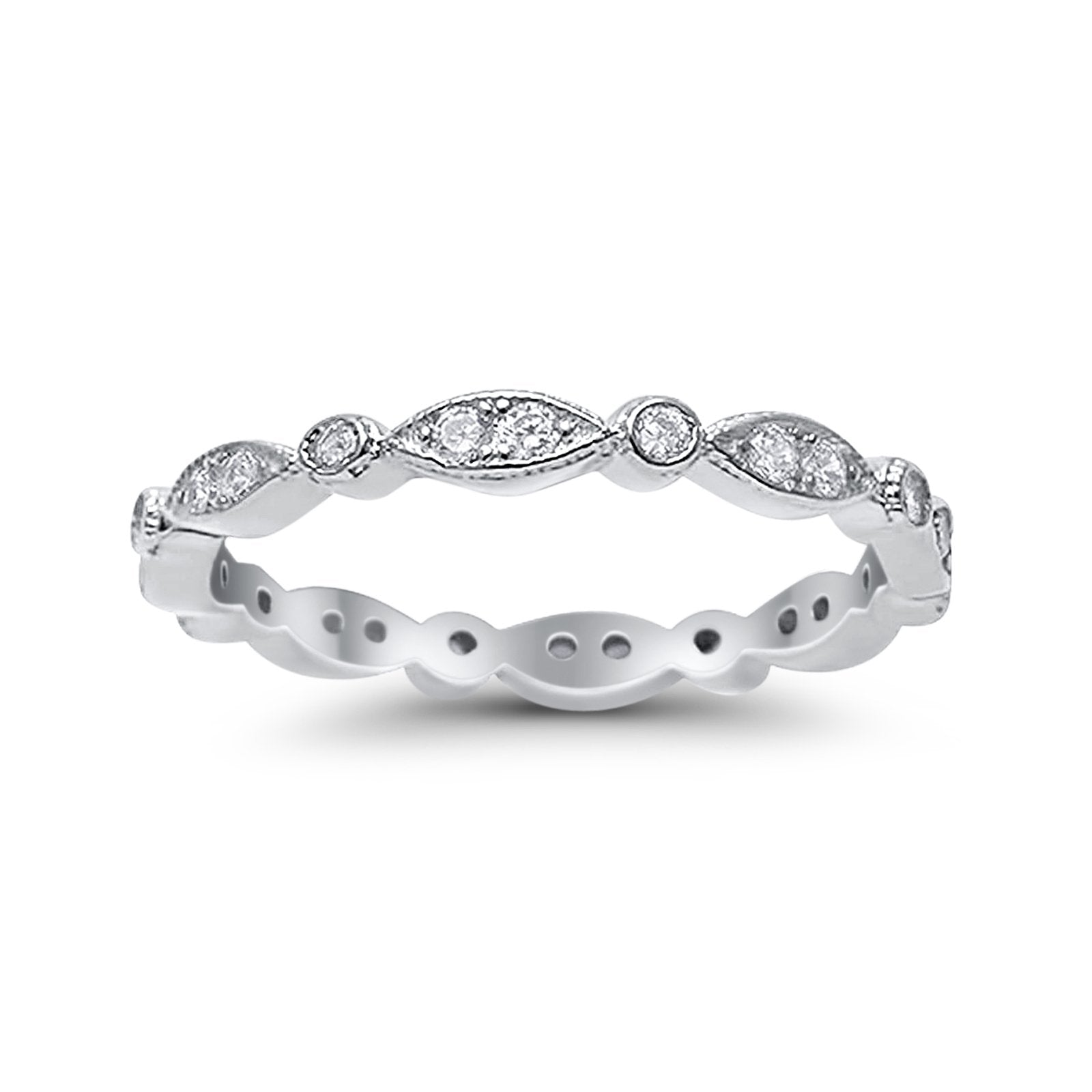 Eternity Round Wedding Band Ring Simulated CZ 925 Sterling Silver