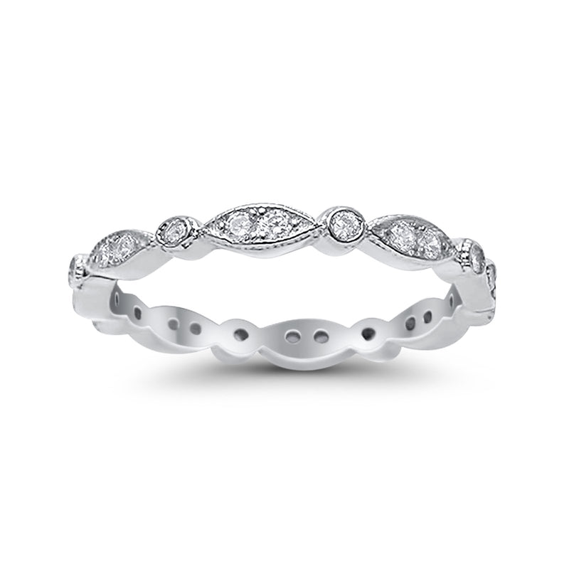 Eternity Round Wedding Band Ring Simulated CZ 925 Sterling Silver