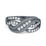 Infinity Ring Crisscross Eternity Simulated Cubic Zirconia 925 Sterling Silver