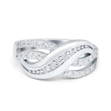 Infinity Ring Crisscross Eternity Simulated Cubic Zirconia 925 Sterling Silver
