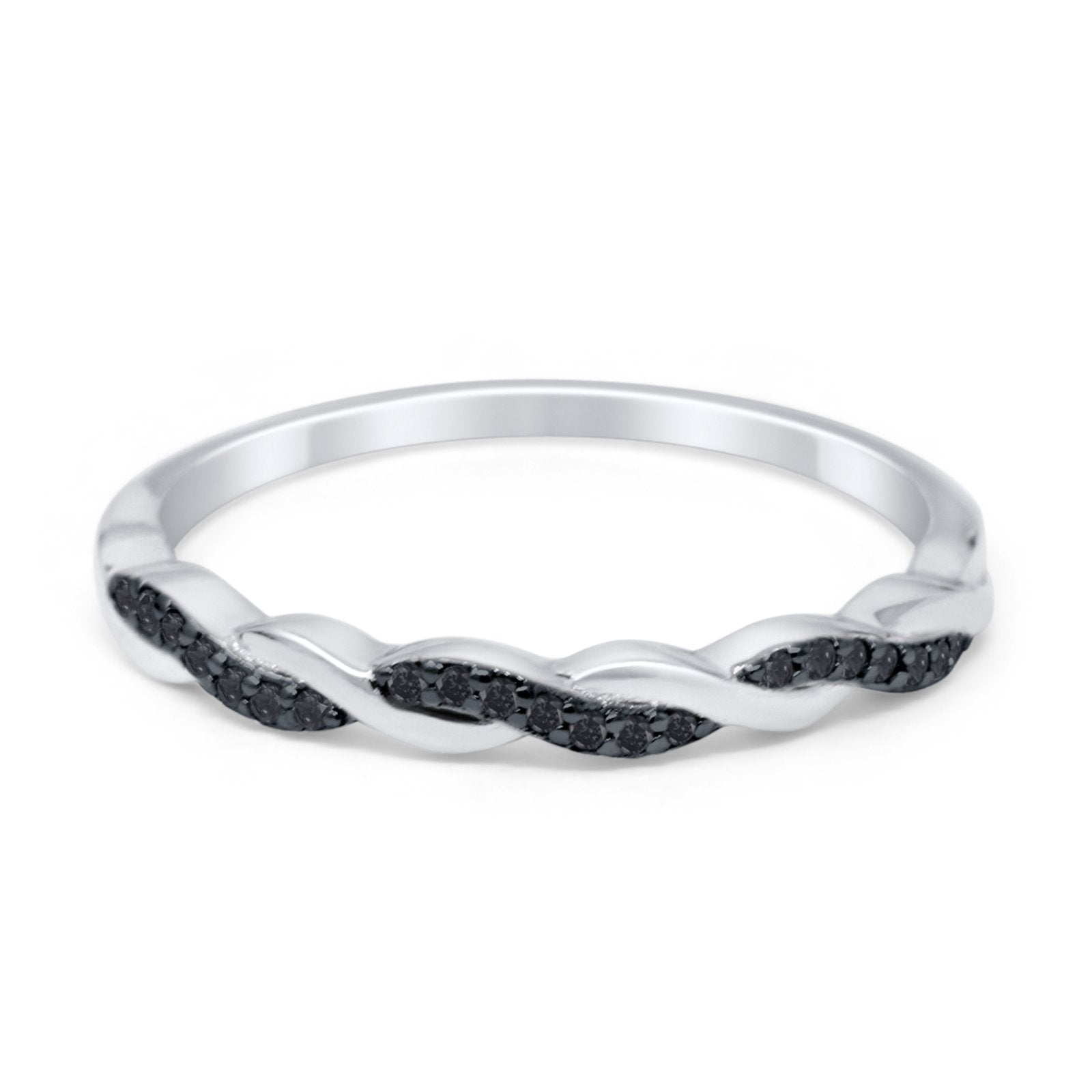 Half Eternity Infinity Twisted Band Rings Simulated CZ 925 Sterling Silver