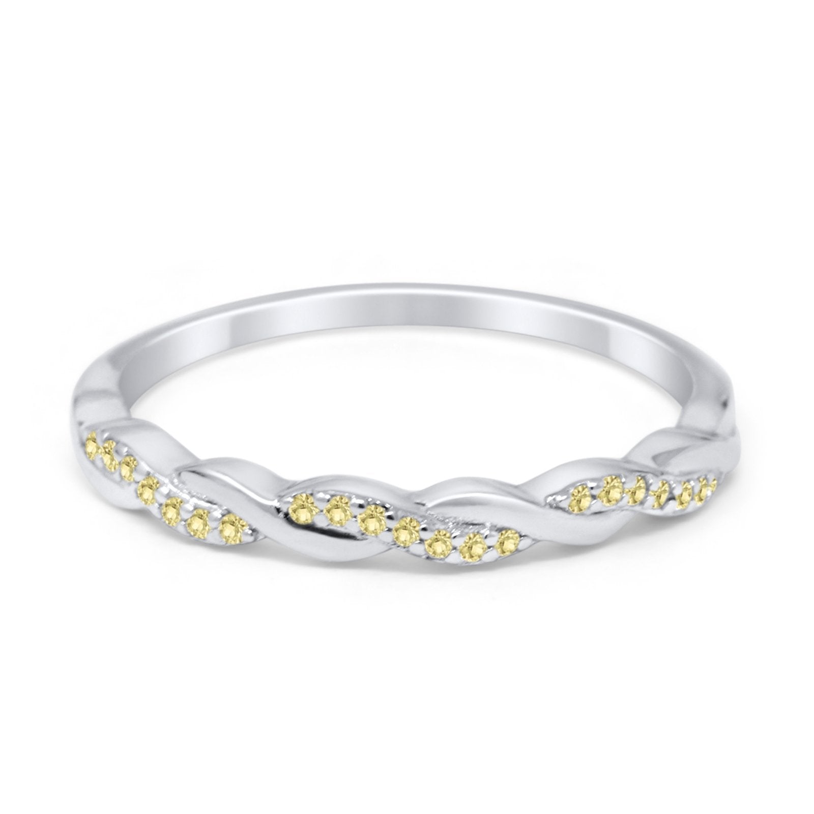 Half Eternity Infinity Twisted Band Rings Simulated CZ 925 Sterling Silver