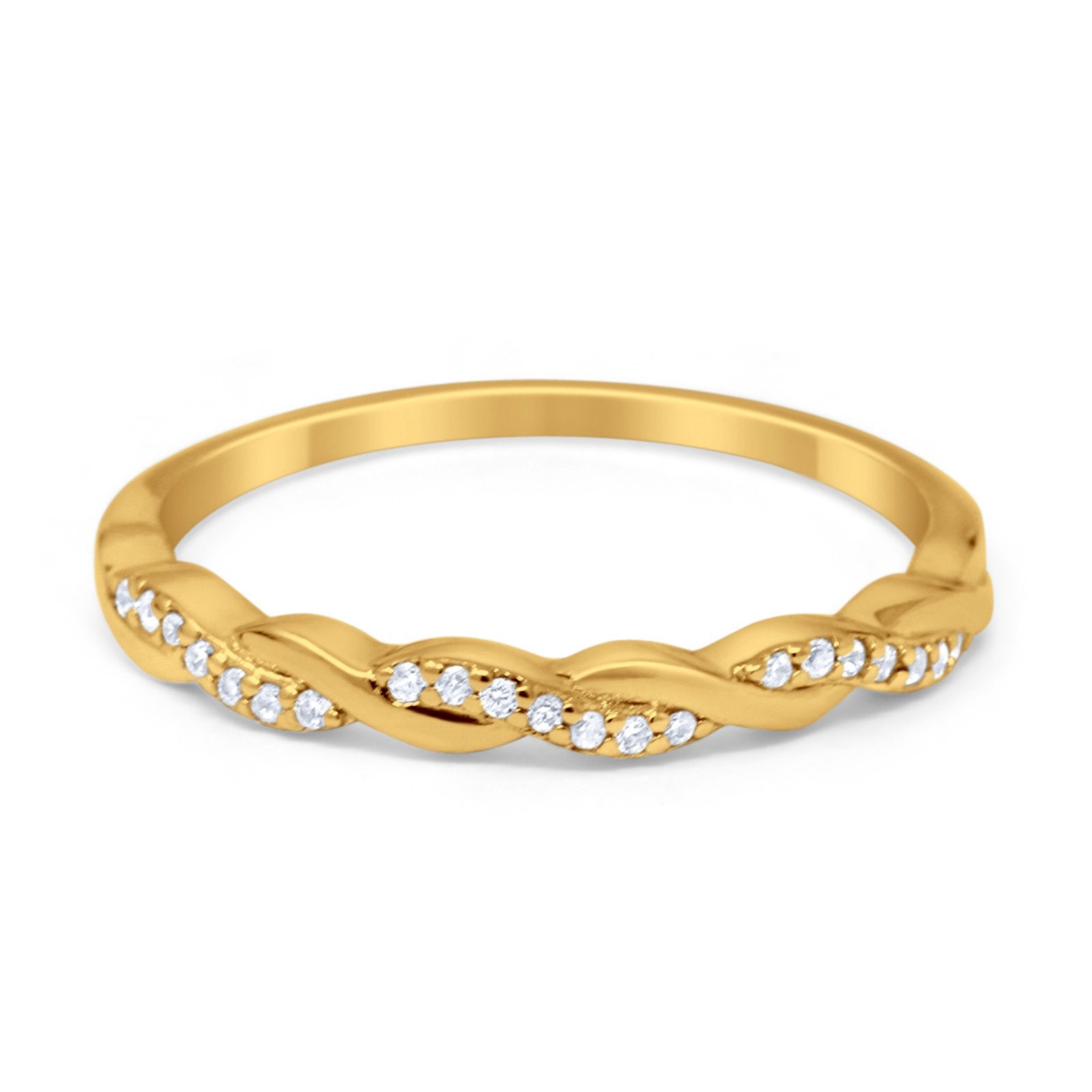 Half Eternity Infinity Twisted Band Rings Simulated CZ 925 Sterling Silver