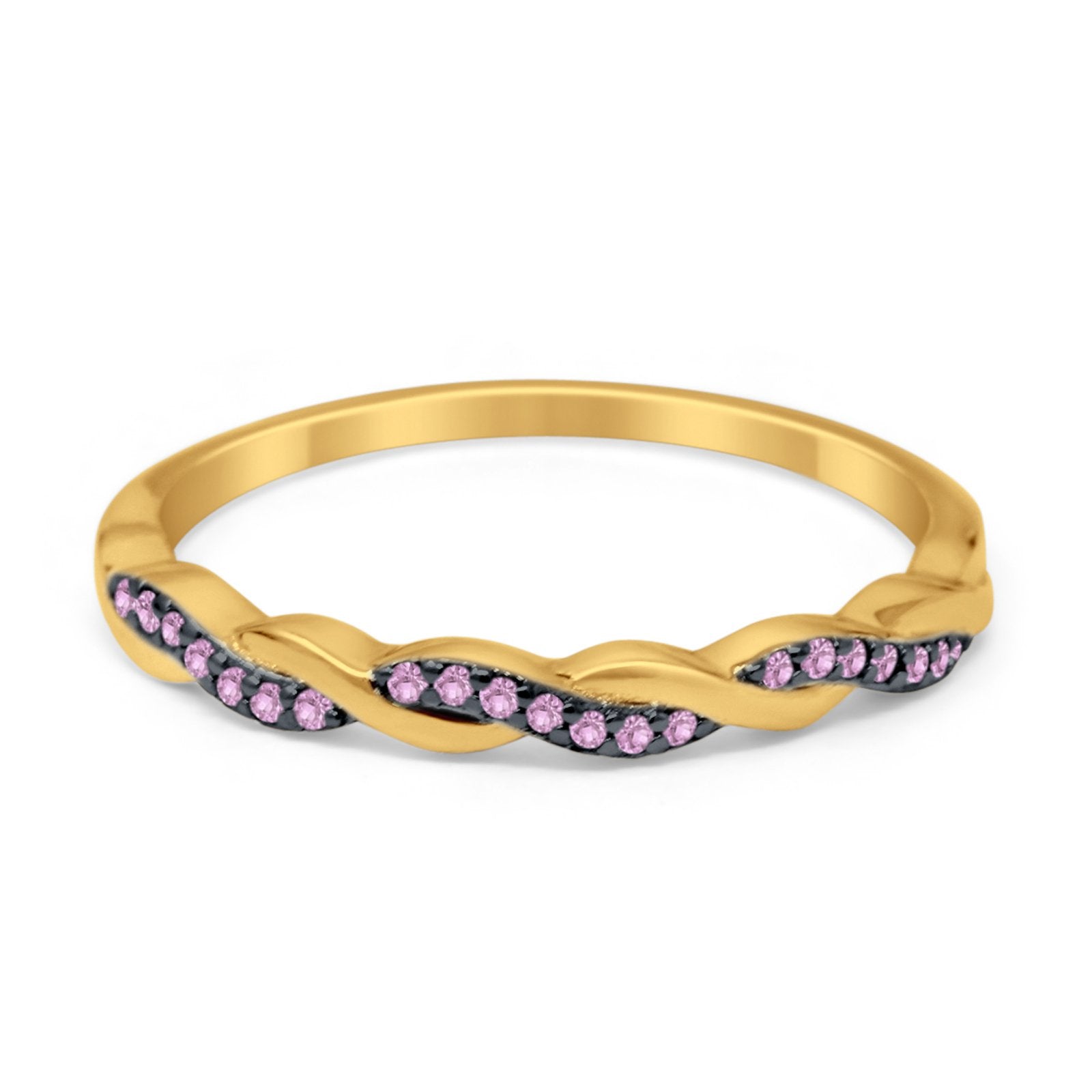 Half Eternity Infinity Twisted Band Rings Simulated CZ 925 Sterling Silver