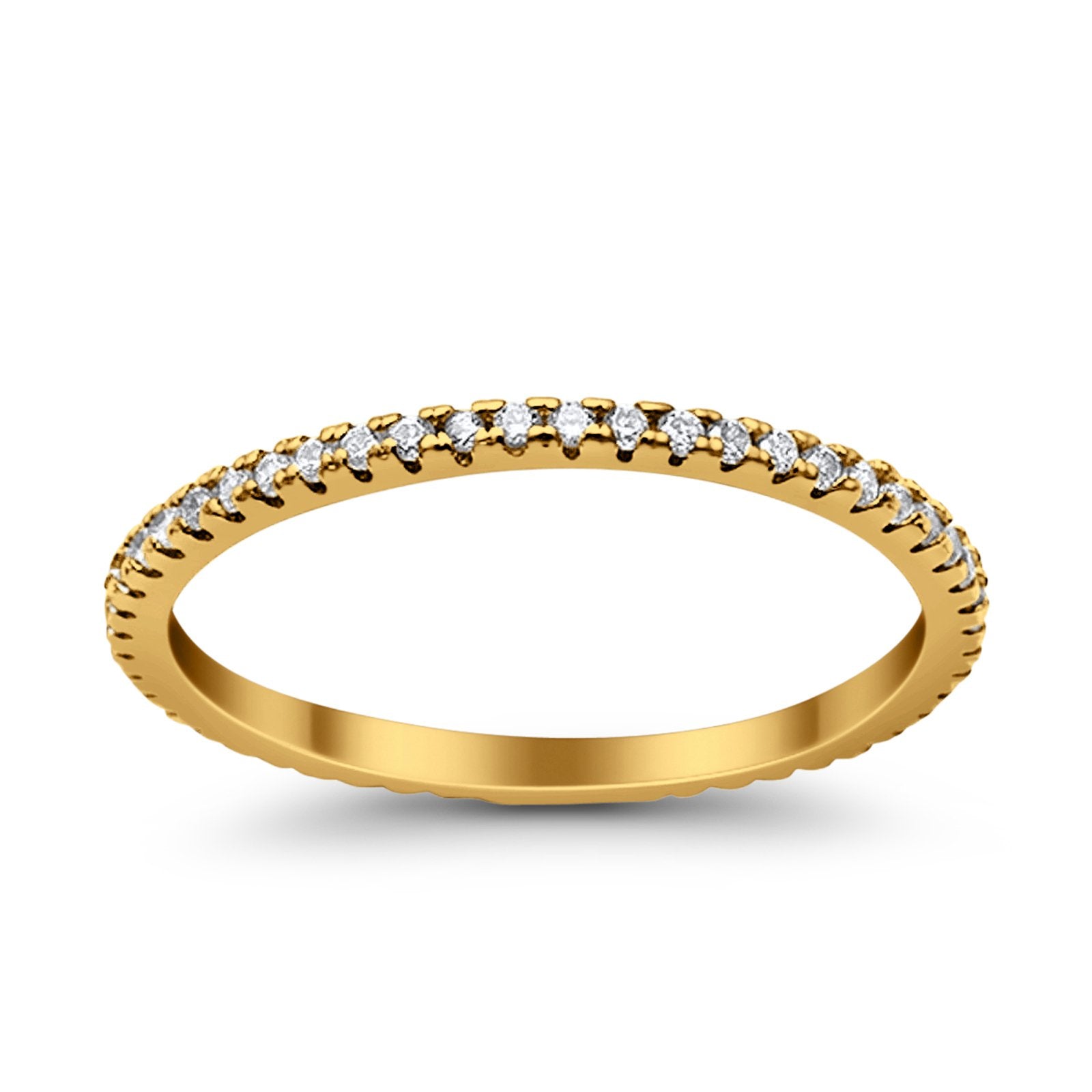 Full Eternity Stackable Wedding Ring Pave Round Simulated CZ 925 Sterling Silver