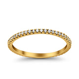 Full Eternity Stackable Wedding Ring Pave Round Simulated CZ 925 Sterling Silver