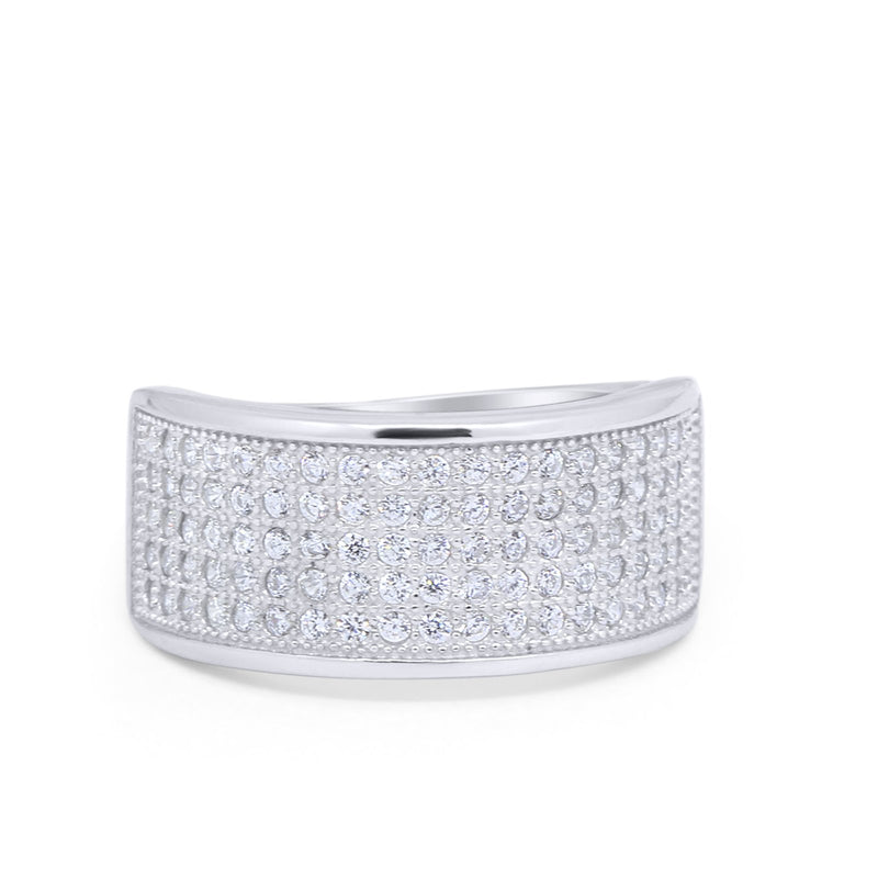 Half Eternity Wedding Rings Band 6 Row Pave Simulated CZ 925 Sterling Silver