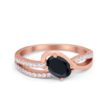 Accent Fashion Wedding Ring Oval Simulated Cubic Zirconia 925 Sterling Silver