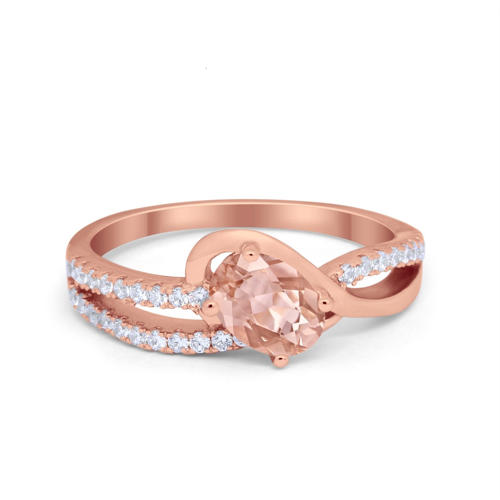 Accent Fashion Wedding Ring Oval Simulated Cubic Zirconia 925 Sterling Silver
