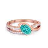 Accent Fashion Wedding Ring Oval Simulated Cubic Zirconia 925 Sterling Silver