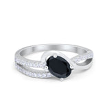 Accent Fashion Wedding Ring Oval Simulated Cubic Zirconia 925 Sterling Silver