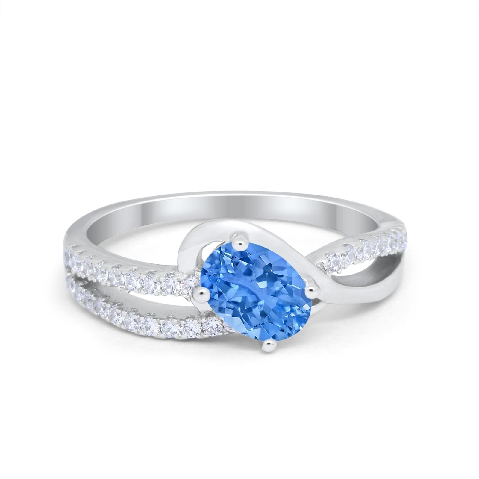 Accent Fashion Wedding Ring Oval Simulated Cubic Zirconia 925 Sterling Silver