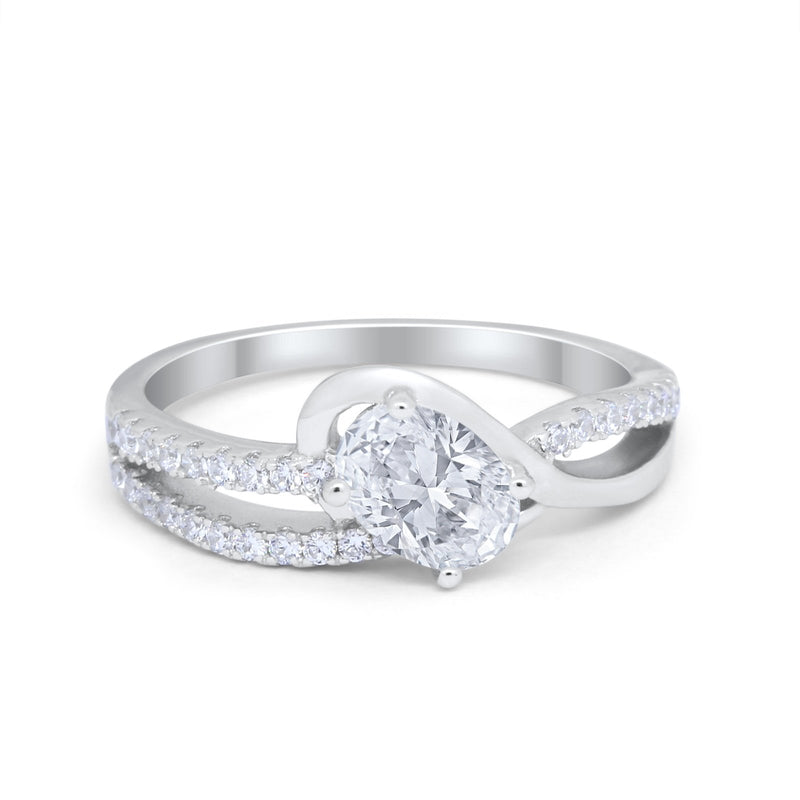 Accent Fashion Wedding Ring Oval Simulated Cubic Zirconia 925 Sterling Silver
