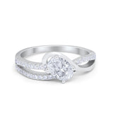 Accent Fashion Wedding Ring Oval Simulated Cubic Zirconia 925 Sterling Silver