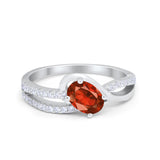 Accent Fashion Wedding Ring Oval Simulated Cubic Zirconia 925 Sterling Silver
