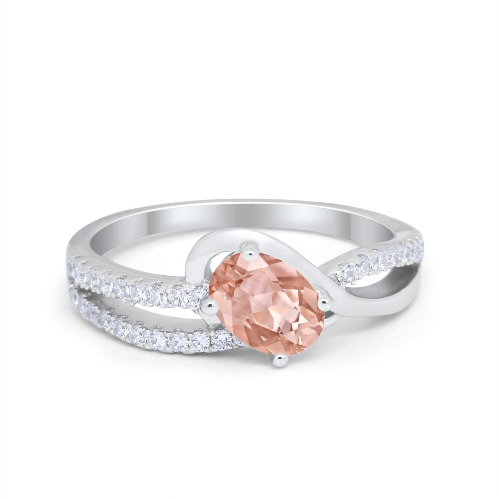 Accent Fashion Wedding Ring Oval Simulated Cubic Zirconia 925 Sterling Silver